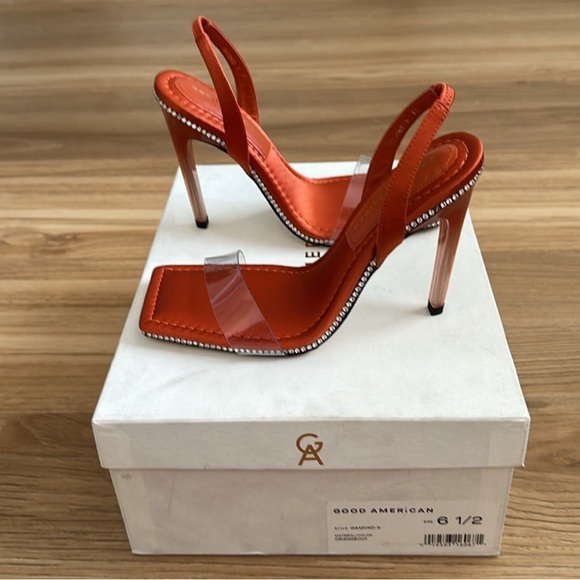 NEW Good American Crystal Crush Heel Sandals - Picture 2 of 7